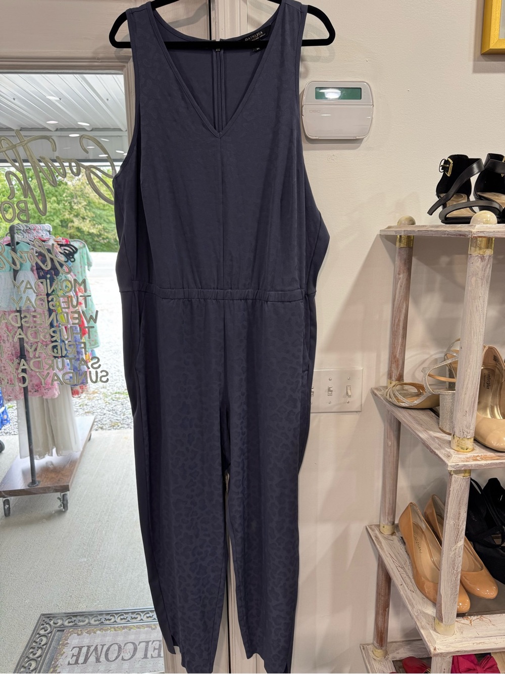 Athleta Navy Sleeveless V-Neck Jumpsuit